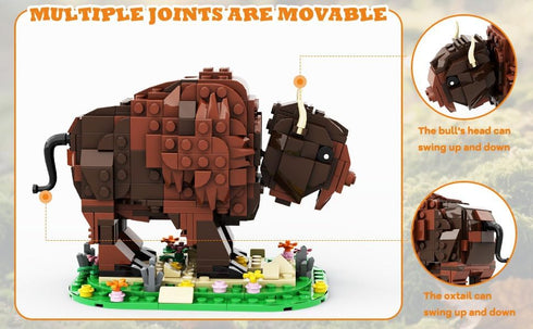 Generic Sets, Set 418 Kadablok Bison MOC Building American Bison Building Blocks for Adults, MOC Bison Animal Building