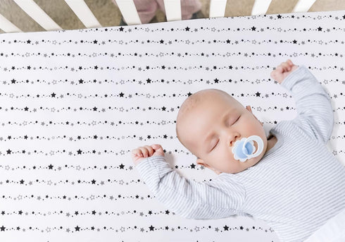 FIGEPO 4 Pack Set Star and Moon Neutral Unisex Fitted Baby Crib Sheets for Baby Boys or Girls