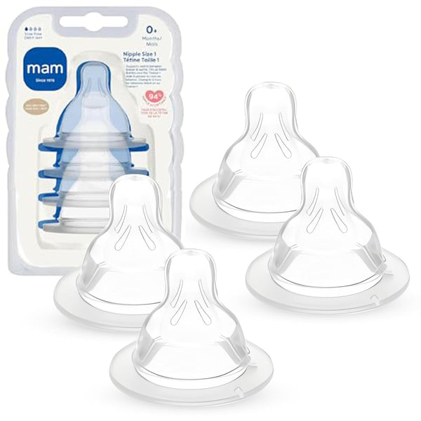 MAM Baby Bottle Nipples Slow Flow Size 1, for 0+ Month Newborn