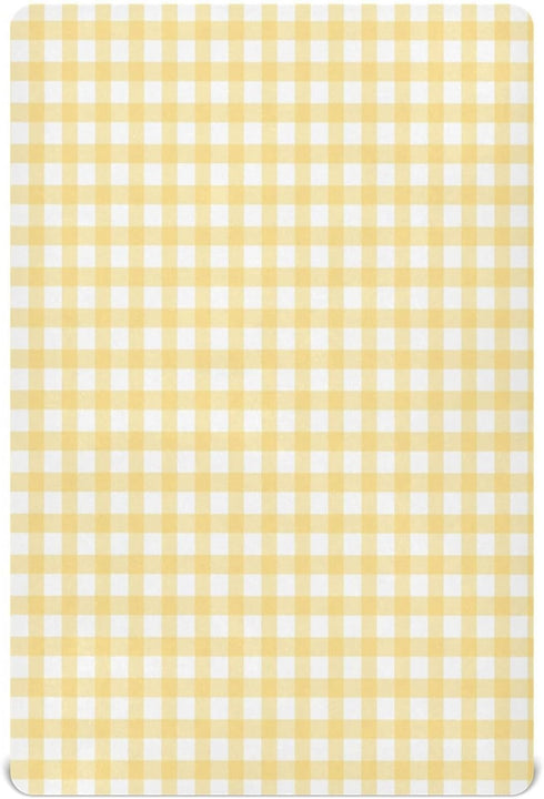 WELLDAY Yellow Gingham Crib Sheets for Boys and Girls, Fitted Baby Crib Sheets