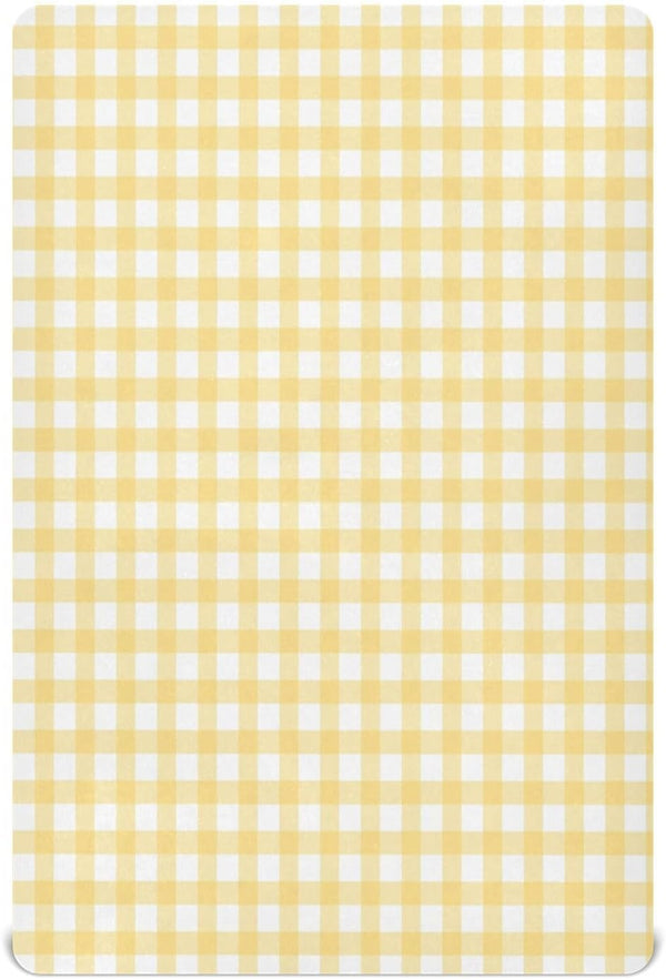 WELLDAY Yellow Gingham Crib Sheets for Boys and Girls, Fitted Baby Crib Sheets