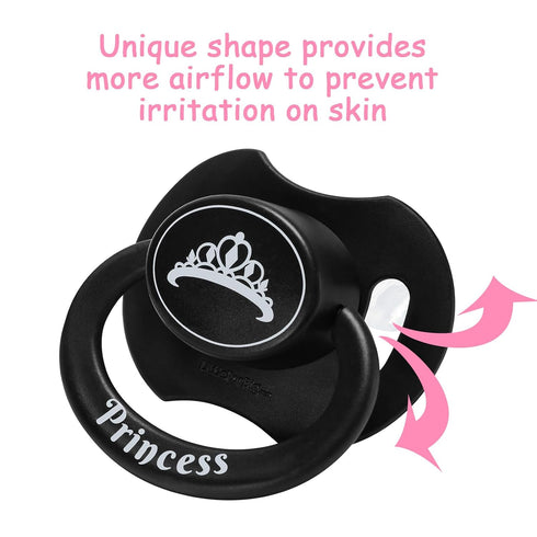 LittleForBig Bigshield Generation-II Adult Sized Printed Pacifier Princess Crown Pattern Black