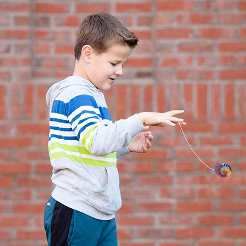 ArtCreativity Rainbow Yoyos for Kids, Pack of 12 Metal Yo-Yo Toys with Colorful Designs, Birthday Party Favors