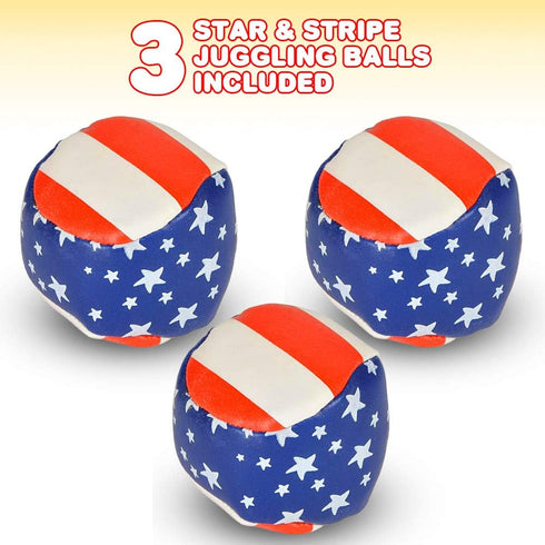 ArtCreativity Patriotic Juggling Balls Set for Beginners, Set of 3, American Flag Juggle Ball Kit for Kids