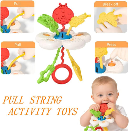 Etyat 6-12 1 0-3, Set Baby Toys Months, Montessori Toys for Year Old, Silicone Pull String Teether Toy, Stacking