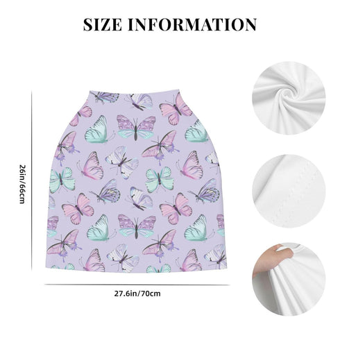 Schgap Purple Butterflies Car Seat Cover Canopy for Babies, Nursing Cover Breastfeeding Baby Carrier Cover Stroller