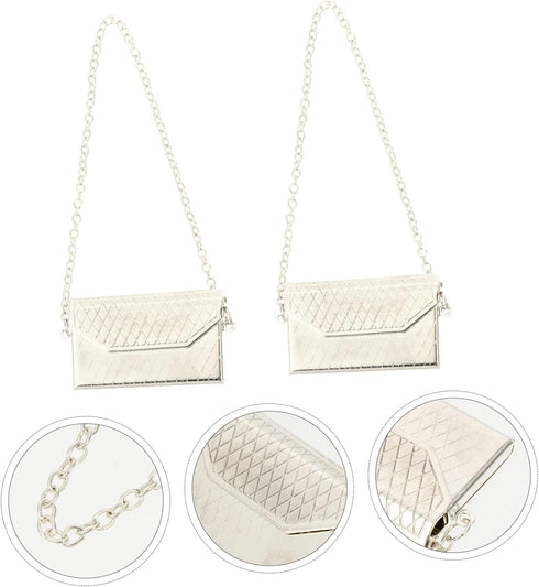 Toyvian 2pcs Miniature Metal Handbag Dollhouse Accessories, Doll Handbags for Bjd Dolls, Ladies Wallet