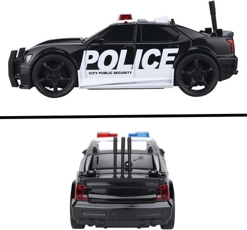 Police Car Toy Plastic Pursuit Rescue Vehicle with Sirens Sound and Light for Kids, Toddlers, Boys 1:20 Scale