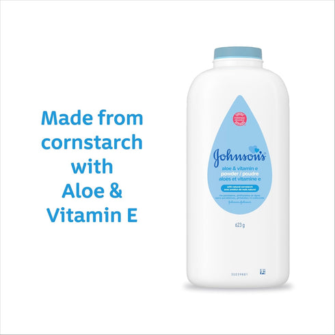 15 oz Johnson's Baby Powder with Naturally Derived Cornstarch, Aloe & Vitamin E for Delicate Skin, Hypoallergenic, Free