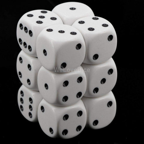 Chessex CHX25601 Dice-Opaque - 12D6 White/Black Set, One Size, Multicolor