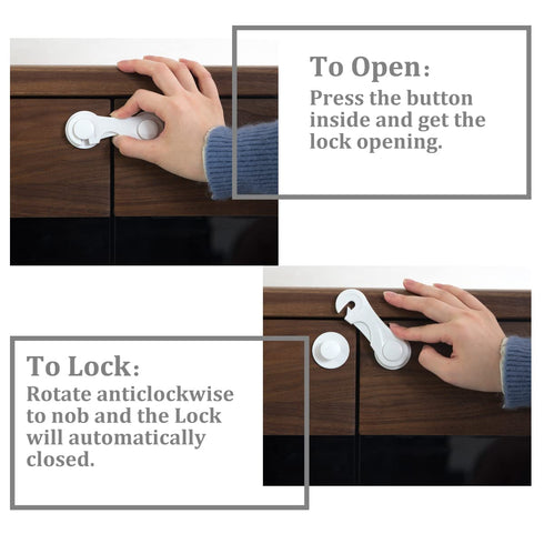 Cabinet Door Locks for Baby Proofing, 4 Pack Adhesive Cabinet Locks for Drawer, Cupboards, Fridge, Child Safety