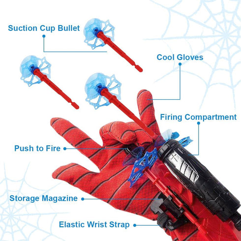 Spider Web Shooter, Superheroes Wrist Launcher Toy, Funny Educational Toys, Spider Gloves Man Cosplay Gift (Red)