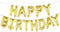 Happy Birthday Balloons Aluminum Foil Banner for Birthday Party Decorations and Supplies (Gold)