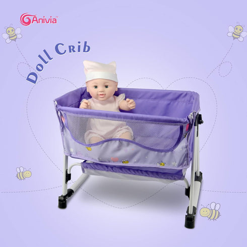 2 18 inches (DP601PURPLE) Anivia Doll Bed Furniture Function Toy, Doll Bed and Doll Swings Together for Baby Dolls