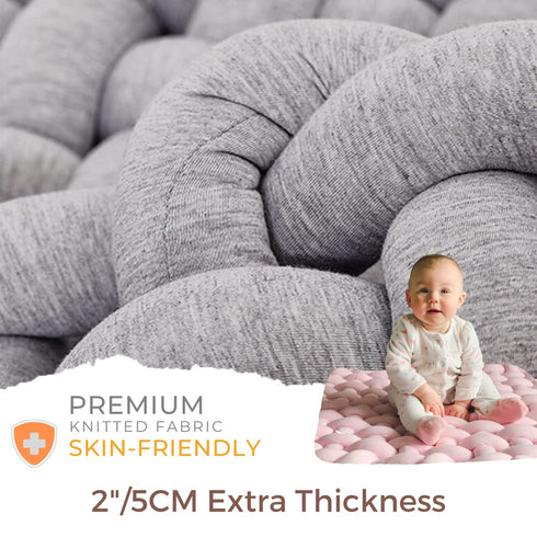 Tummy Wonder Space Knotted Braided Plush Mat, Baby Infant Newborn Time Playing Nursery Rug Knot Floor Cushion, Handmade