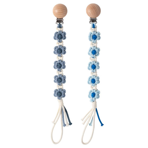 Pacifier Clip for Boys Girls Floral Daisy Macrame Baby Paci Clip Pacifier