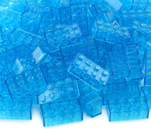 Feleph 320 Pieces Transparent Medium Blue 2x4 Bricks Parts Building Kit, Creative Play Set Compatible with Major Brands