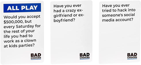 Set BAD CHOICES Party Game + After Dark Hilarious Adult Card Game for Friends & Game Night | Funny Conversation