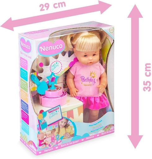 Nenuco Happy Birthday Baby Doll with Birthday Cake, Cute Dress, Birthday Crown, 14" Doll