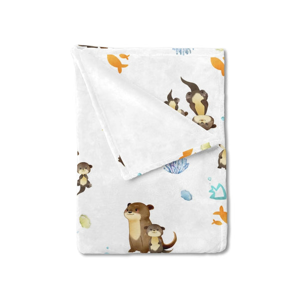 Baby Cute Sea Otter Blanket, Cute Animals Family Soft Swaddle Blanket, Cartoon Sea Animals, Unisex Receiving Blanket,