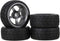 Mxfans 5 Spoke Grey Aluminium Alloy Wheel Rims & Black Square Pattern Rubber Tyres for RC 1:10 On Road Racing Car Set