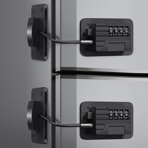Fridge Lock 2 Pack, Heavy Duty Combination Refrigerator Lock for Cabinets, Windows, and Child Safety