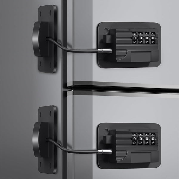 Fridge Lock 2 Pack, Heavy Duty Combination Refrigerator Lock for Cabinets, Windows, and Child Safety