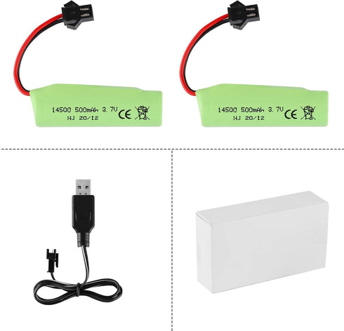 FPVERA Rc Car Battery - 2 Pack 500mah 3.7V Li-ion Rechargeable for RC Stunt Cars and Trucks