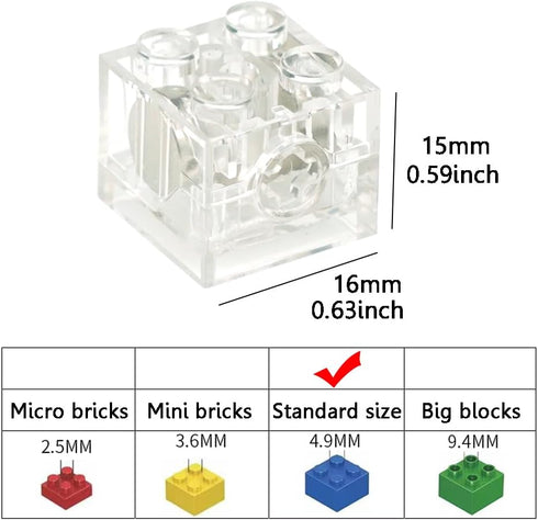 Light Up Bricks Kits Accessories Pack, 14pcs Classic 2x2 Clear LED Building Blocks Toys