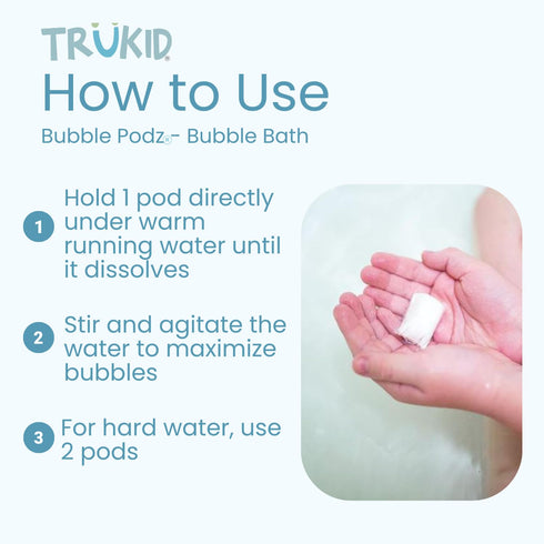 TruKid Bubble Podz Bubble Bath for Kids, Tear Free, Gentle & Refreshing Bath Bomb, Watermelon Scent, 24 Podz