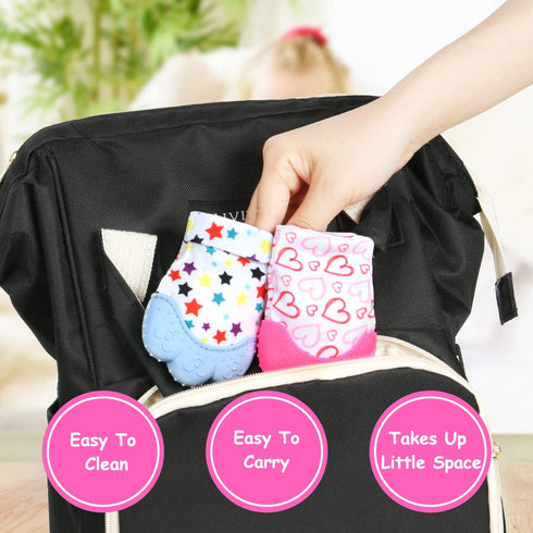 2 Pack Silicone Teething Mitt, Infant Teething Mitten for Pain Relief, Safe Silicone Toys for 0-12 Months