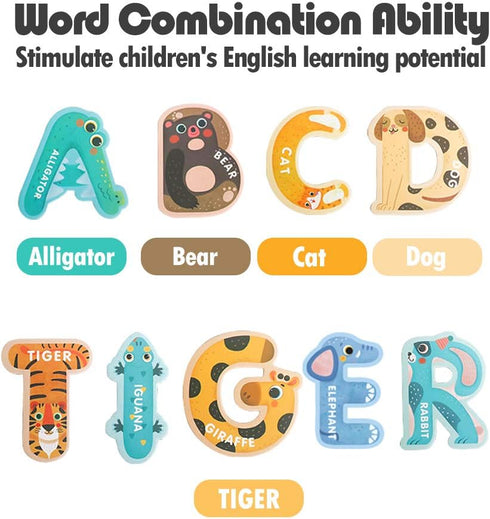 JOCHA ABC Letter Cute Animals Jumbo Large Alphabet Magnets, Preschool Learning Spelling Toys for Kids