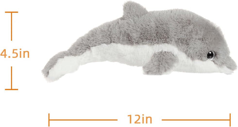 Apricot Lamb Ocean Stuffed Animals Toys, Plush Gray Dolphin Sea Animal Soft Cuddly (Gray Dolphin, 12 Inches)