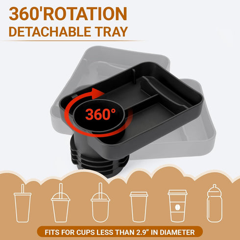 Travel Tray for Kids Car Seat - Silicone Car Seat Cup Tray, Travel Tray for Car Seat with Expandable Base for Fruit