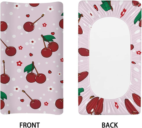 TOADDMOS Changing Pad Cover, Cherry with Floral Print Soft Breathable Diaper Changing Table Cover for Baby Boys Girls