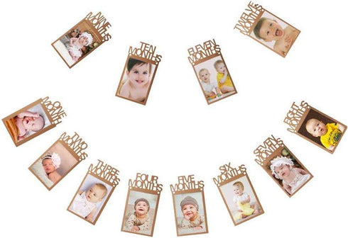 OOTSR 1st Birthday Photo Banner Growth Record for 1-12 Month Photo Prop Bunting Decor