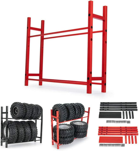 RC Car Alloy Tire Rack for 1.9'' 2.2" Tire Wheel Rim SCX10 D90 CC01 TRX4 RC Crawler (Black)