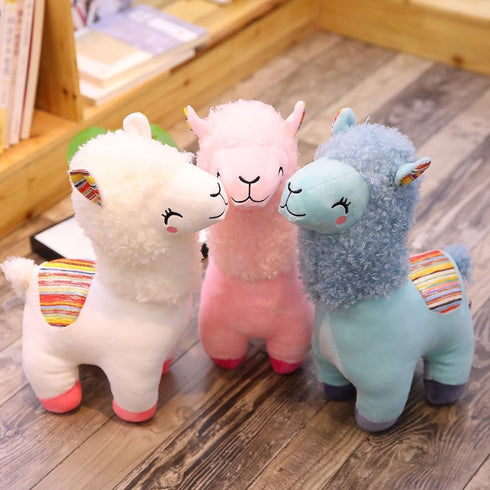 Sibupue 10in Llama Stuffed Animals Soft Plush Cute Alpaca Doll for Boys Girls (caibei yantuo lanse)