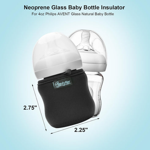 Beautyflier 4oz 2PCS) Glass Baby Bottle Sleeve Covers, Reusable Insulator, Heat/Cold Retention Neoprene Holder