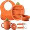 Cozy Rock Silicone Baby Feeding Set, Carrot Design BLW Toddler Feeding Set with Suction