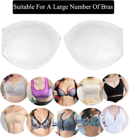 Lady Women Reusable Silicone Bra Inserts, Waterproof Breathable Gel Breast Enhancers for Swimsuits
