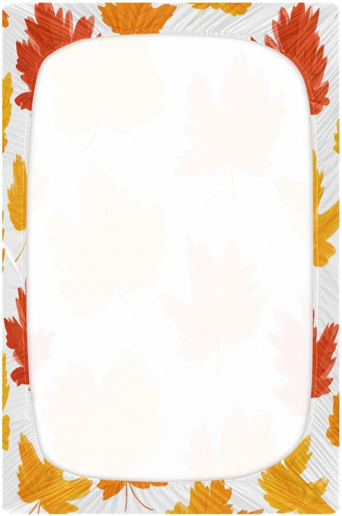 Caikeny 27 39 Halloween Fitted Crib Sheet for Boys Girls Colorful Autumn Leaves Baby Crib Sheets Orange Bassinet Sheets