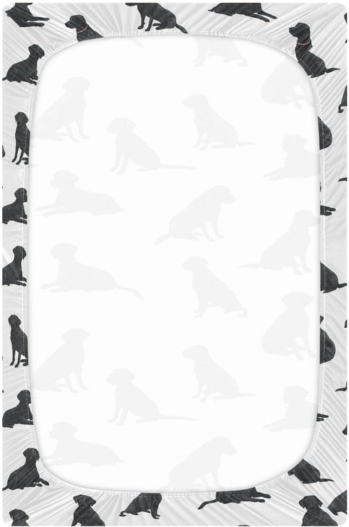 Vdsrup 52 28 9In Crib Sheets for Boys Girl Labrador Retriever Breathable Mini Crib Mattress Sheets Fitted, Dogs Toddler