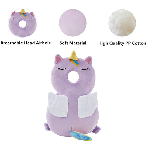 Baby Back Protection Toddler Safety Cushion Pad, Adjustable Backpack for Crawling Walking, Unicorn Design