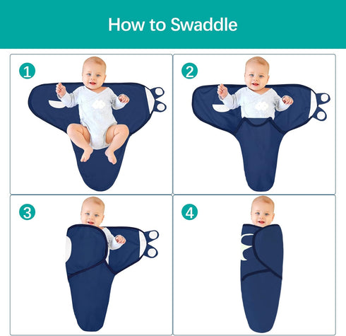 Biloban Baby Swaddles 0-3 Months for Boys Girls, Cotton Swaddle Blanket, Newborn Essentials, Grey & Navy, 2 Pack
