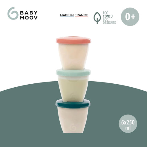 Babymoov Biosourced Food Storage Containers - BPA Free Bowls with Leak Proof Lids for Baby Food or Snacks