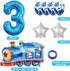 Weenkeey 3rd 3 Birthday Train Balloons - Giant Aluminum Foil Balloon Number Mylar for Railroad Party - Blue