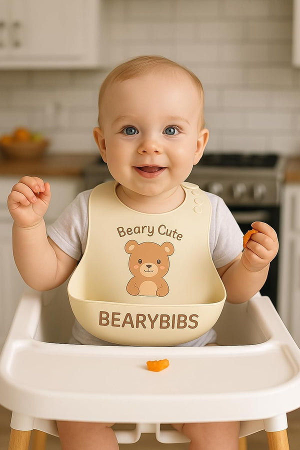 BearyBibs Premium Silicone Baby Bib, Waterproof Food Catcher, BPA-Free, 6M+, Soft and Adjustable