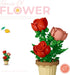 Jollcnoia Rose Flower Potted Bonsai Building Toys Blocks Particle Flower Botanical Mini