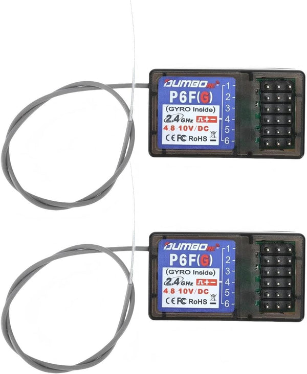 2PCS DUMBORC P6FG 2.4G 6 Channel Gyro Inside Receiver for RC Car
